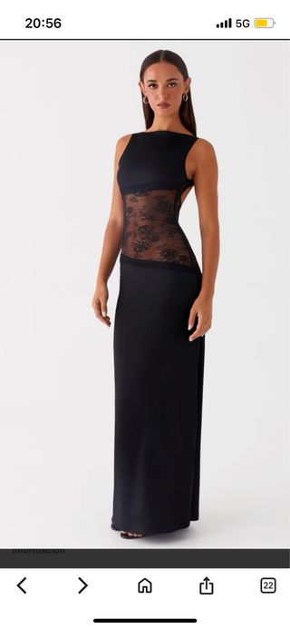 Vestido largo negro con encaje