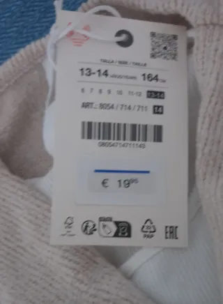 Camiseta Zara Beige y Blanca Talla XS,