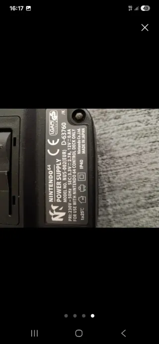 Cable alimentación Nintendo 64