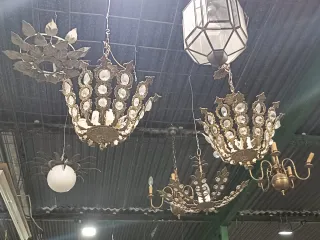 Lámpara 3 de metal y cristal