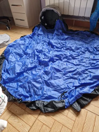 Cesto para juguetes tela gris y azul