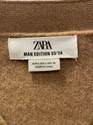 Cárdigan Zara 100% Lana Hombre Camel