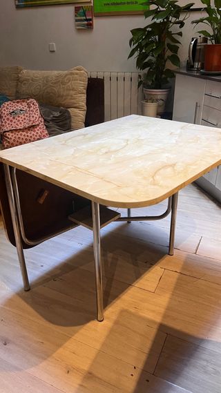 Mesa plegable vintage fórmica cromada