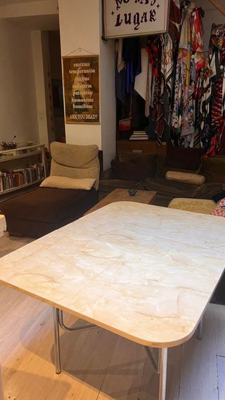 Mesa plegable vintage fórmica cromada