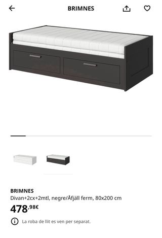 Cama nido ikea brimnes extensible negra con mesita