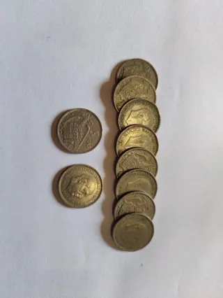 Lote de 10 monedas de 5 pesetas de 1957