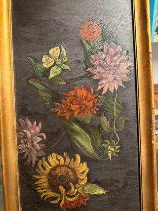 Pareja de paneles florales dorados