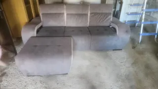 Sofá modular tela gris y beige