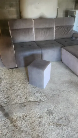 Sofá modular tela gris y beige