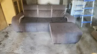 Sofá modular tela gris y beige