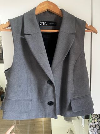 Chaleco Zara Gris Mujer
