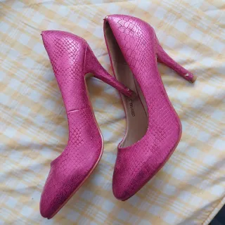 Tacones Rosa Piel Serpiente