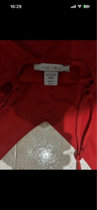 Top rojo escote pico talla XXS