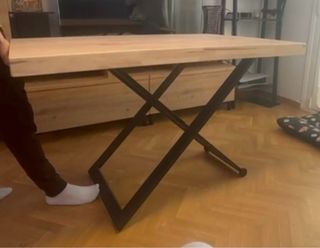 Mesa centro elevable madera y metal