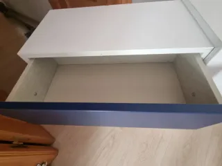 Estantería recibidor azul y blanco