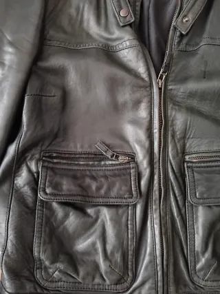 Cazadora Piel Massimo Dutti Negra
