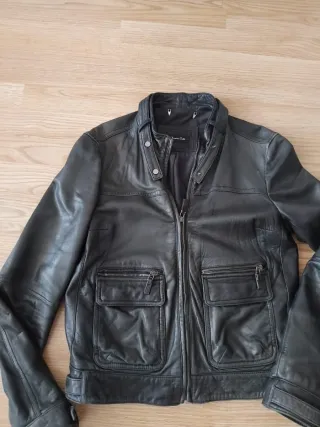 Cazadora Piel Massimo Dutti Negra