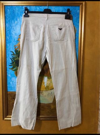 Pantaloni Armani Jeans lino beige