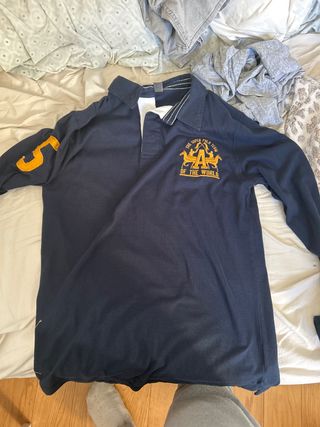 Sudadera Polo Niño Azul y Dorado