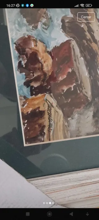 Pareja de cuadros paisajes marinos con marco de ma