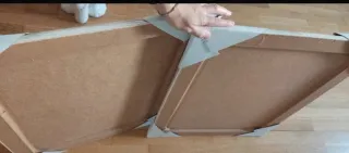 Pareja de cuadros paisajes marinos con marco de ma