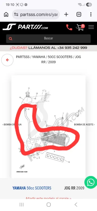 Tubos refrigerante Yamaha Jog RR