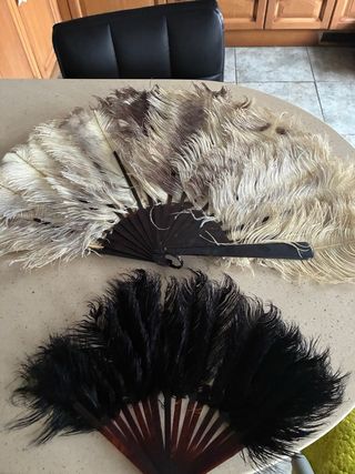 Abanico de plumas vintage años 40