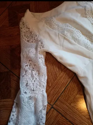 Vestido de Novia con Cola y Manga talla 38