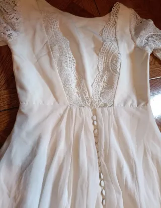 Vestido de Novia con Cola y Manga talla 38