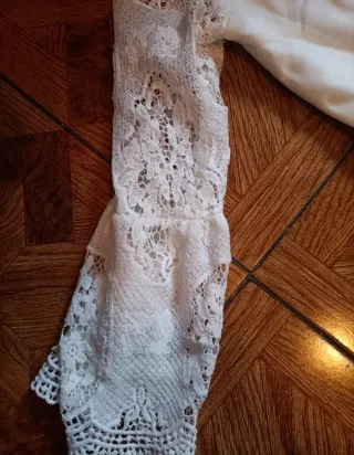 Vestido de Novia con Cola y Manga talla 38