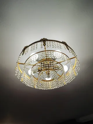 Lámpara de techo vintage cristal y metal