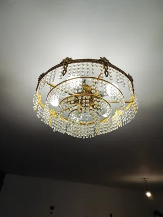 Lámpara de techo vintage cristal y metal