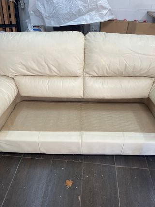 Sofá polipiel beige 2 plazas