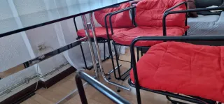 Mesa comedor cristal negro y 6 sillas