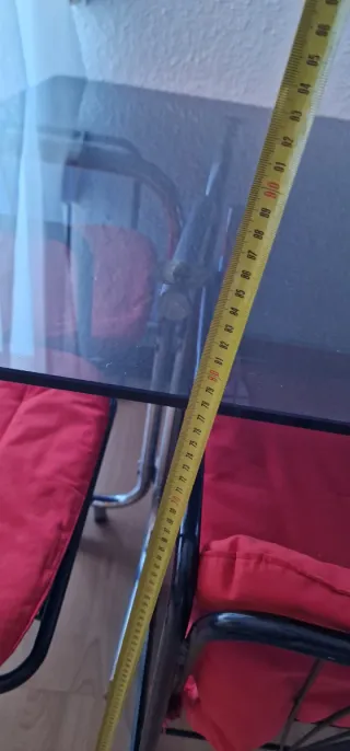 Mesa comedor cristal negro y 6 sillas