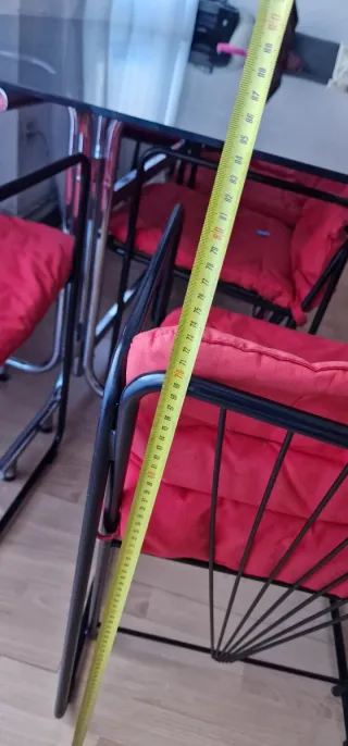 Mesa comedor cristal negro y 6 sillas