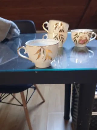 4 Tazas Porcelana CIM España Años 50 Buen Estado