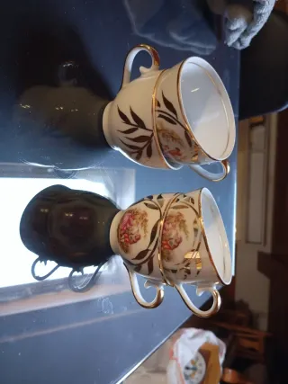 4 Tazas Porcelana CIM España Años 50 Buen Estado