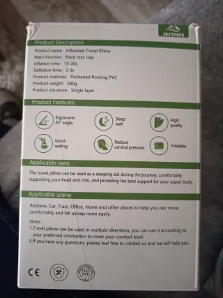 Almohada inflable con antifaz y tapones oidos