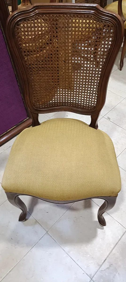 Conjunto 6 sillas de madera y ratán