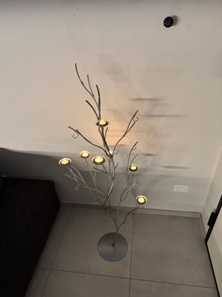Candelabro adorno árbol metal plata