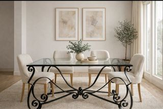 Mesa de comedor cristal y metal