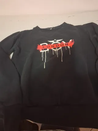 Felpa bambina 7 anni nera con stampa