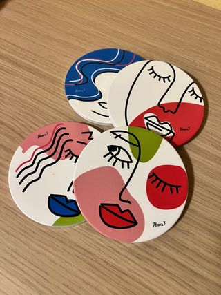 Set 4 Sottobicchieri Ceramica Astratti