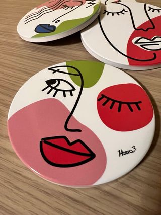 Set 4 Sottobicchieri Ceramica Astratti