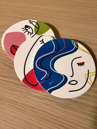 Set 4 Sottobicchieri Ceramica Astratti