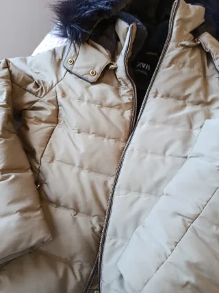 Chaqueta Zara Beige y Gris Forro Polar
