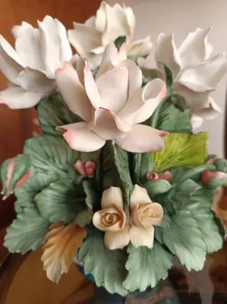 Escultura Vintage Flores Porcelana Napoli 33 X 22