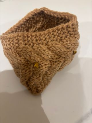 Fascia/Scaldacollo color biscotto con perline