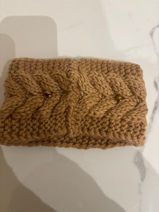 Fascia/Scaldacollo color biscotto con perline